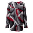 thumbnail image 5 of IROINID Épargne Womens Long Sleeve Tops Lounge Socket Geometry Imprimés à Col Rond, Rouge, 5 of 5