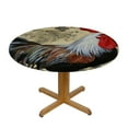thumbnail image 3 of JEUXUS Round Fitted Tablecloth with Elastic Edge Vintage Check Rooster Pattern Round Tablecloth Polyester Waterproof Spill ProofTable Cover for Dining Room Kitchen Patio Restaurant Use, Washable, 3 of 7