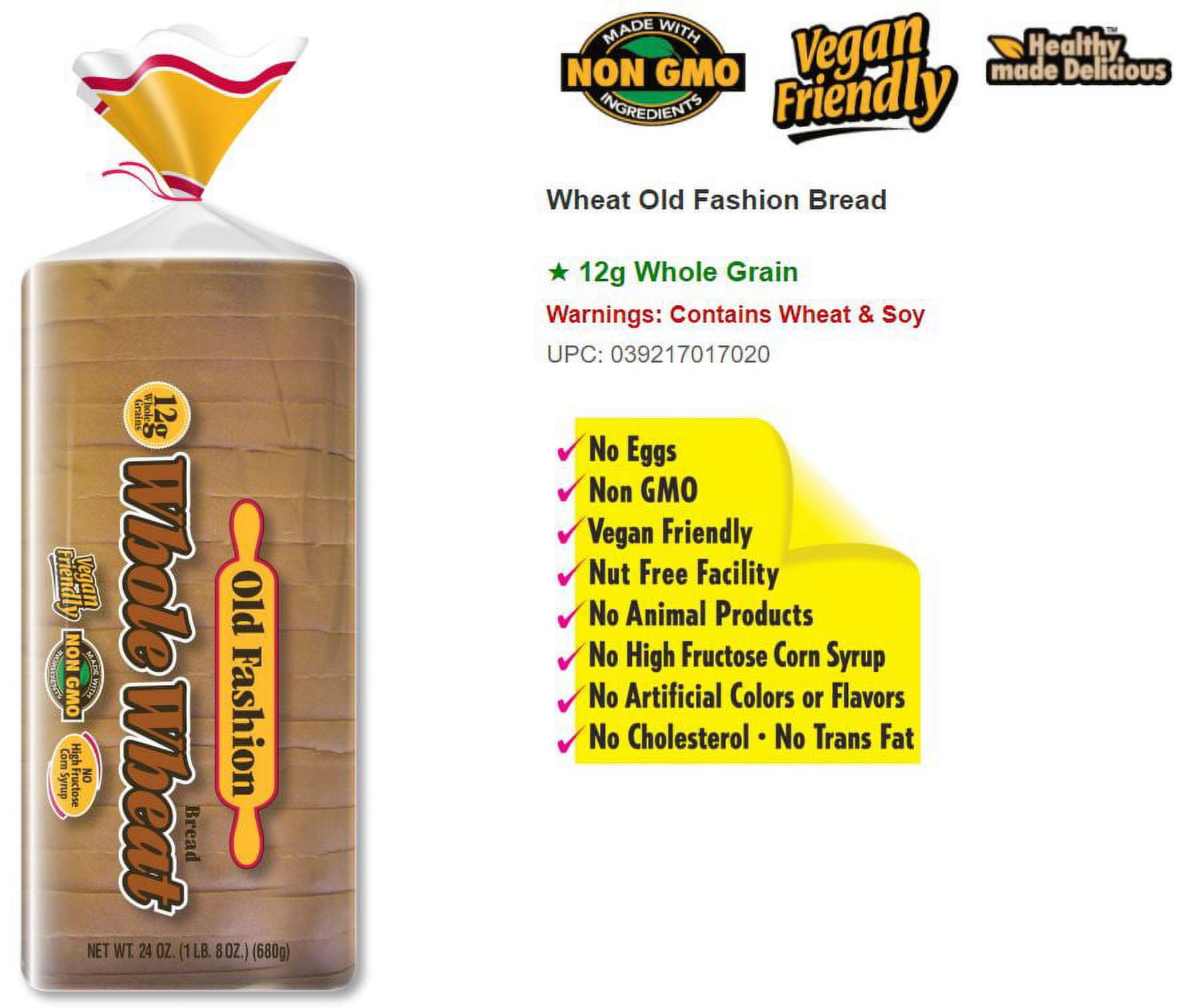 Great Grains Old Fashion Whole Wheat Bread, 24 oz