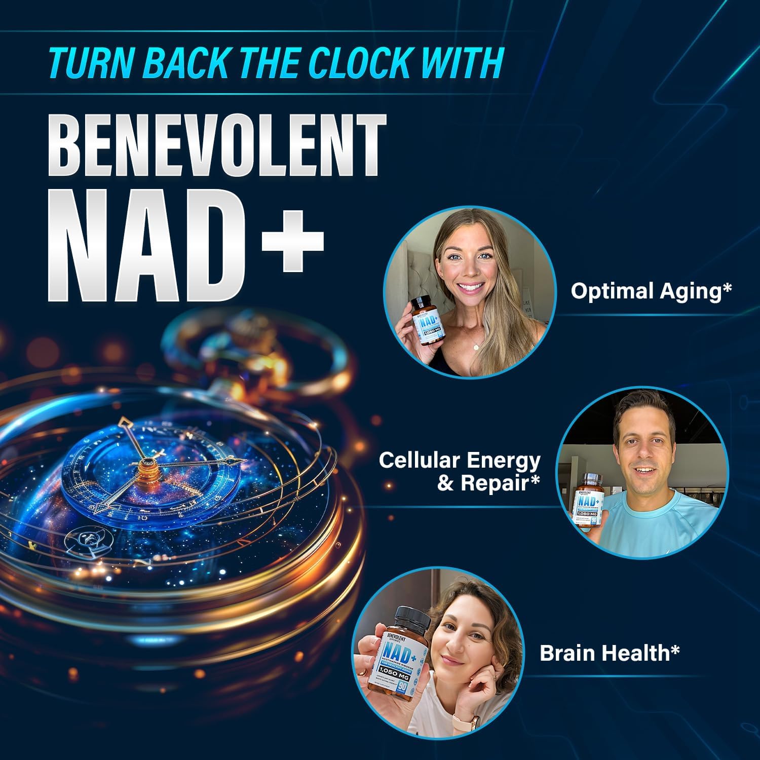 Benevolent Nourishment 1050mg NAD with Nicotinamide Riboside Supplement for Healthy Aging, 90 Capsules