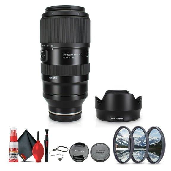 Tamron 50-400mm f/4.5-6.3 Di III VC VXD Lens For (Sony E) (A067)   Lens Filter Kit   Cleaning Kit   Lens Cap