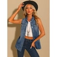 thumbnail image 3 of DARING DIVA Women's Button Down Sleeveless Pockets Mid-Long Denim Vest XS Blue, 3 of 6