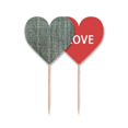 thumbnail image 1 of Denim jean vaquero forro textil Palillos de dientes bandera etiqueta de amor selección de pastelitos, 1 of 4