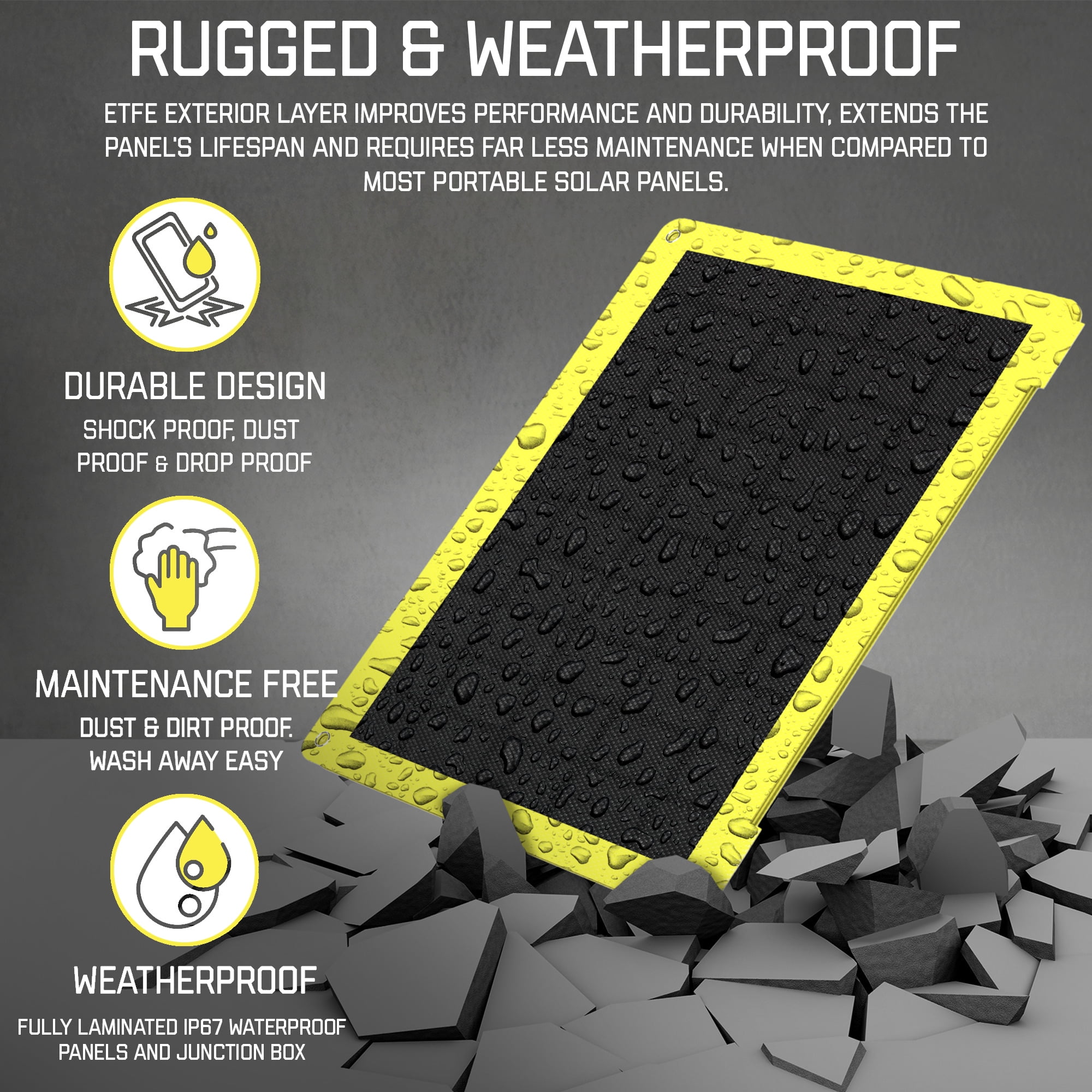 SunJack 25W Portable Solar Panel Charger Kit USB-A & USB-C Rugged Waterproof, 1.7 lbs