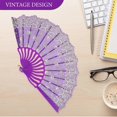 thumbnail image 5 of Handheld Fan Antique Decorative Folding Fan Stage Performance Hand Fan Purple Traditional Style Cooling 1Set, 5 of 5