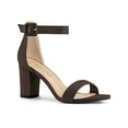 thumbnail image 1 of BLISSFUL STEP Women's Shoes Ankle Strap Block Heel Buckle Open Toe Sandals Coffee 7.5, 1 of 7