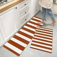 thumbnail image 3 of Burnt Orange Stripe 2 Pieces Non-Slip Kitchen Mat Set Farmhouse Striped Abstract Art Soft Door Mat with Rubber Backing,Dirtproof Rugs for Entrance Doorway 19.7x31.5in+19.7x63in, 3 of 9