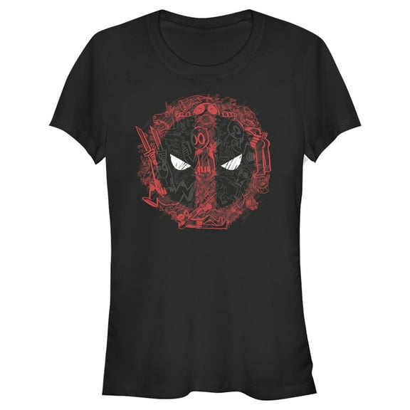 Junior's Marvel Deadpool Cartoon Icon Logo Graphic Tee Black Medium
