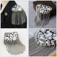 thumbnail image 4 of FRCOLOR 1Set Ladies Brooch Rhinestone Tassel Shoulder Epaulet Silver Exaggerated Design Clothing Accessories, 4 of 6