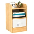 thumbnail image 3 of Dianhelloya Wooden Bedside Table with Drawer, Rustic Bedroom Nightstand, End Table with Storage Shelf, 3 of 8
