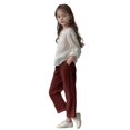 thumbnail image 4 of DeHolifer Girls Pants Cotton Linen Elastic Waisted Solid Color Straight Leg Summer Lightweight Loose Comfy Pants,10 Years, 4 of 6