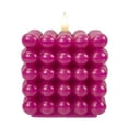 thumbnail image 2 of Mainstays Pink Square Wax Tabletop Candle with  Faux LED Flame, Bubble Design, 4.92"x4.13"x4.13", 2 of 13