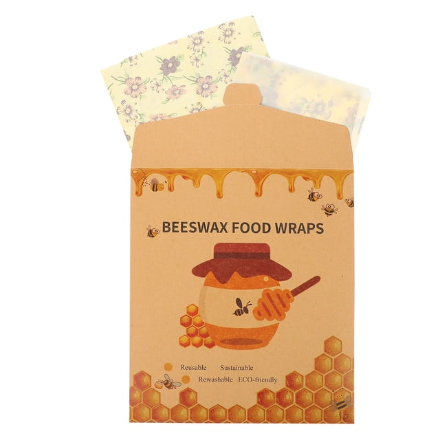 Miangastore 3 Pcs Emballages Alimentaires en Cire d'Abeille Emballages Alimentaires Durables Feuilles d'Emballage Alimentaire Réutilisables