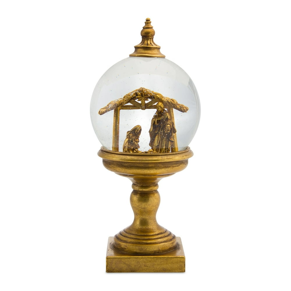 Set of 2 LED Holy Family Snow Globe with Timer Battery Operated 13.25