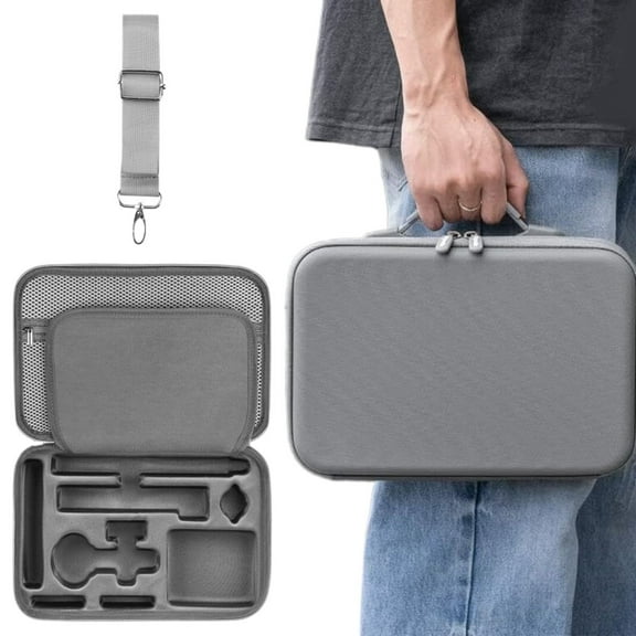 Aminojy Waterproof Storage Case for 360 Camera - Shockproof PU Leather Organizer Fits 8K Action Cameras with Selfie Stick & Accessories (Gray)