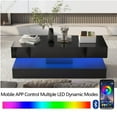 thumbnail image 5 of Blotout 47.3" Large Black LED Coffee Table with 2 Storage Drawers, Modern High Gloss Coffee Table w/20 Colors LED Lights, Double-Layer Center Tables for Living Room(Black-47.3"), 5 of 7