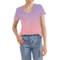 thumbnail image 6 of Annhoo Women'S Summer Clothes Oversized V-Neck Gradient Tops Loose Short Sleeve Blouse Going Out Trendy T-Shirts, 6 of 7