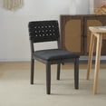 thumbnail image 3 of Ktaxon 2 PCS Dining Chairs, Farmhouse Padded Chairs, Rattan Upholstered Seating for 2, Solid Rubber Wood, Matte Black, 3 of 6