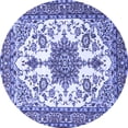 thumbnail image 1 of Ahgly Company Indoor Round Medallion Blue Traditional Area Rugs, 4' Round, 1 of 4