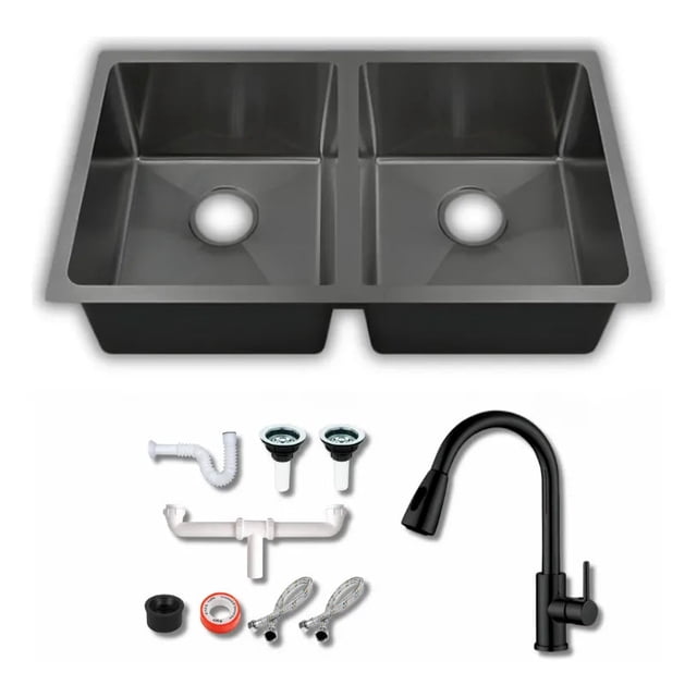 Tarja Negra 82x47 Doble Submontar con Kit y Mezcladora – KADINOX