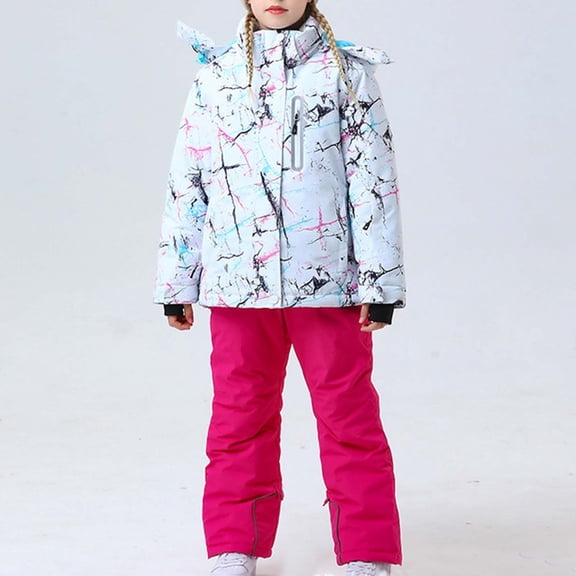 Trikvn Girls 2 Piece Snowsuit Waterproof Ski Jacket and Snow Pants Set Windproof Winter Snowboard Outfit Warm Insulated Activewear for Kids Winter Outdoor Sports