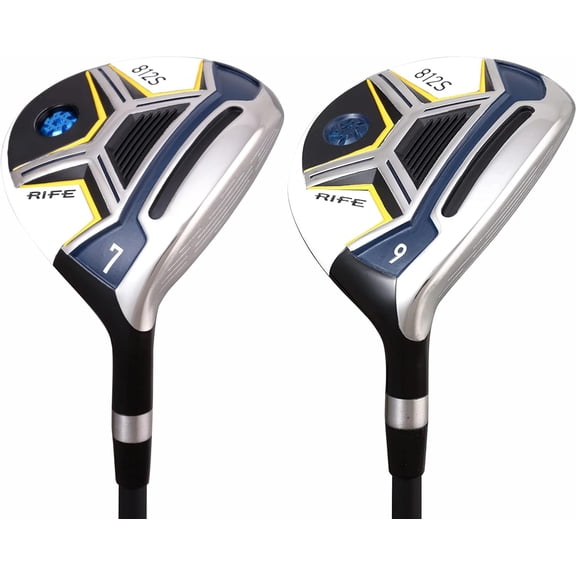 Senior Men's Rife 812s New Offset #7   #9 Fairway Metal Wood Clubs Set Right Handed Senior Flex with Men's Senior Size Black Pro Velvet Grips Fairway Wood Set   Head covers