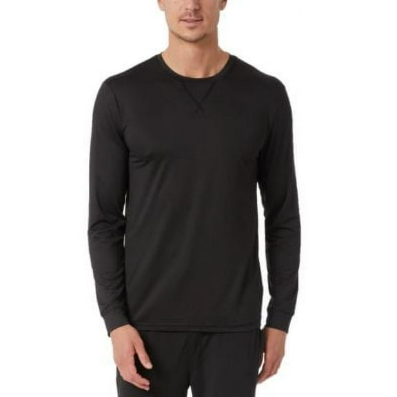 32 Degrees Heat Men's Long Sleeve Base Layer Quick Dry T- Shirt, Black, Size S
