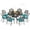 Ocean Blue, variant on MEETWARM 9-Piece Outdoor Furniture Dining Set, All Weather Cast Aluminum Patio Garden Set- 8 Chairs, 61" Round Patio Dining Table with Detachable Lazy Susan, 2" Umbrella Hole,Dark Bronze