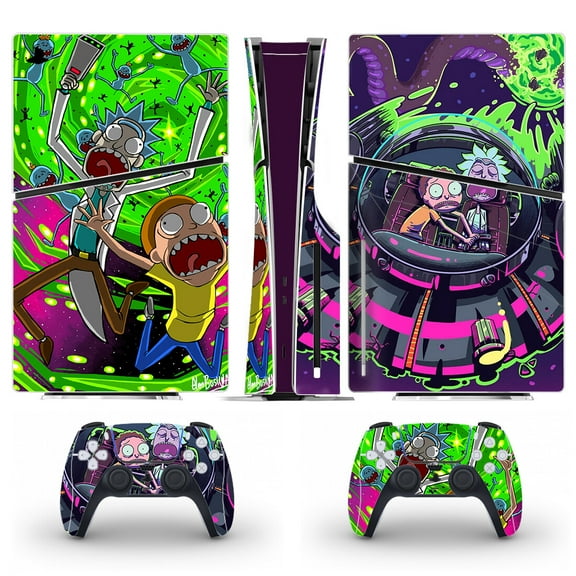 Full Body Vinyl Skin Stickers for PS5 Slim Disc Edition Console and Controllers - Green