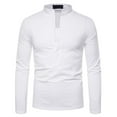 thumbnail image 2 of Fesfesfes Long Sleeve Shirt Mens Solid Deep V Stand Neck Long Sleeve Button T-shirt Casual Tops Blouse Clearance Under $10, 2 of 8