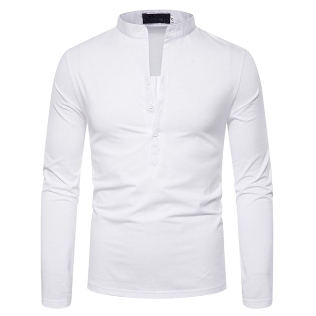 T-shirt à Manches Longues Col en V Profond pour Hommes, Décontracté
