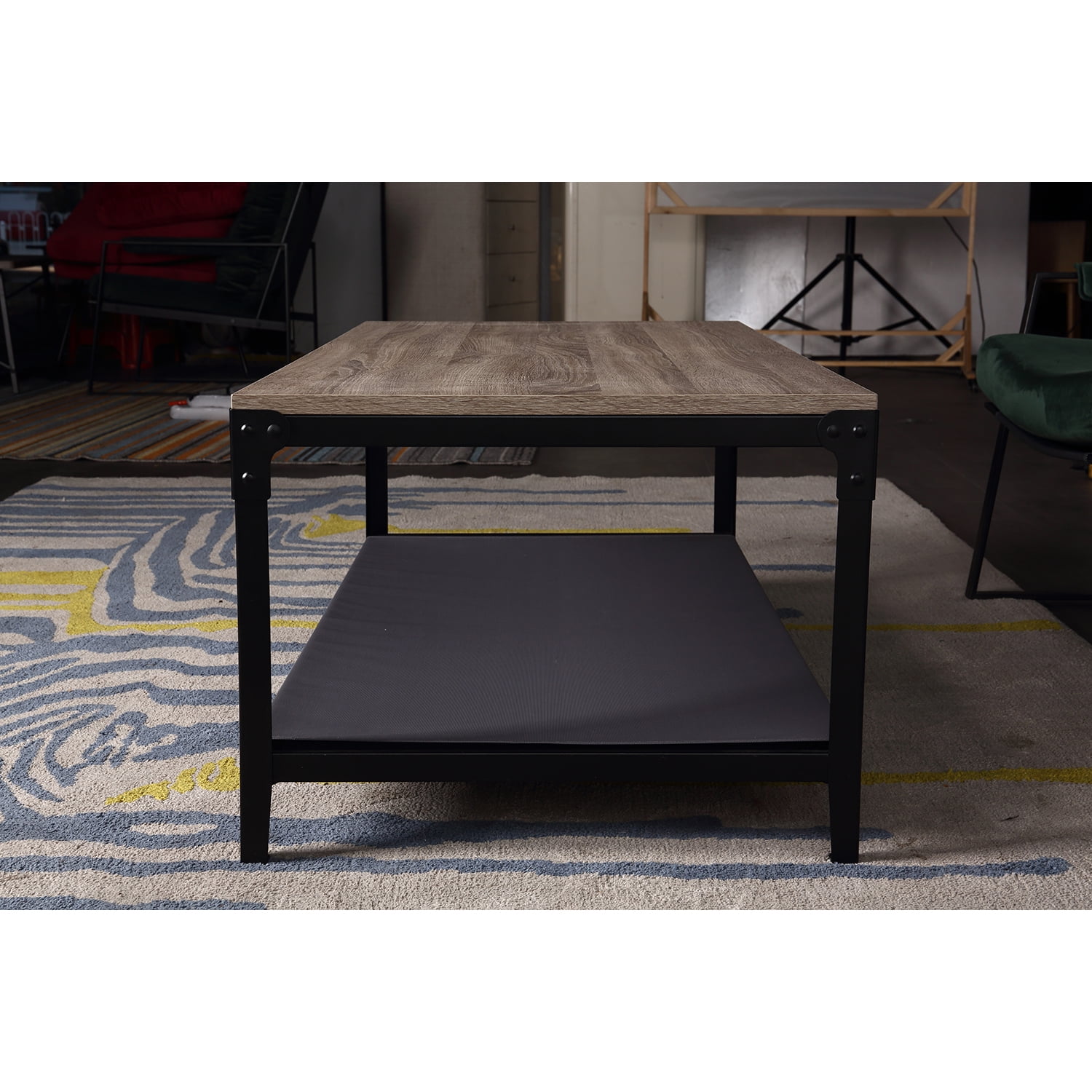 Kadyn Rectangular Coffee Table, Wood Coffee Table Share with pets(Provide pet mat), Metal Tea Table for Living Room, Black Kadyn Rectangular Coffee Table, Wood Coffee Table Share with pets(Provide pet mat), Metal Tea Table for Living Room, Black