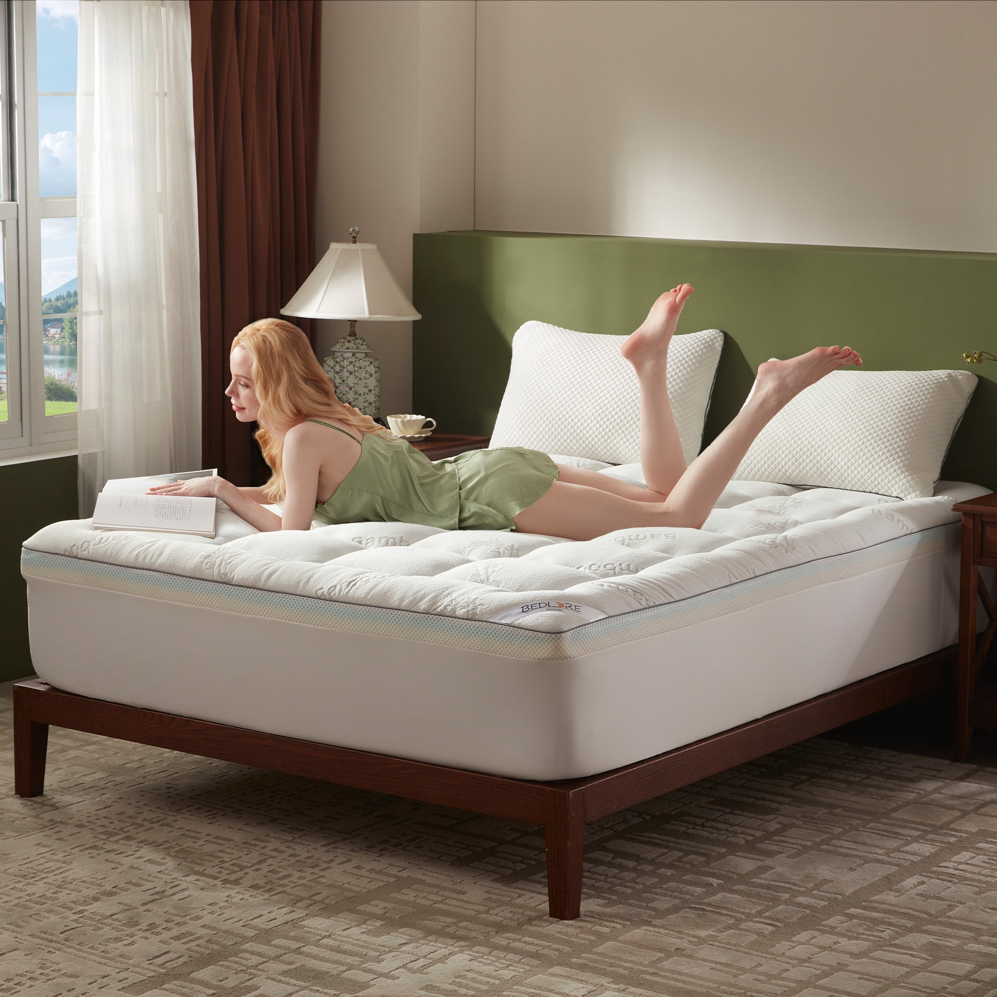 BEDLORE Mattress Topper Full Size, 2" Gel Memory Foam Plus 2" Plush Pillow Top Pad, 4 " Mattress Pad Cover for Back Pain