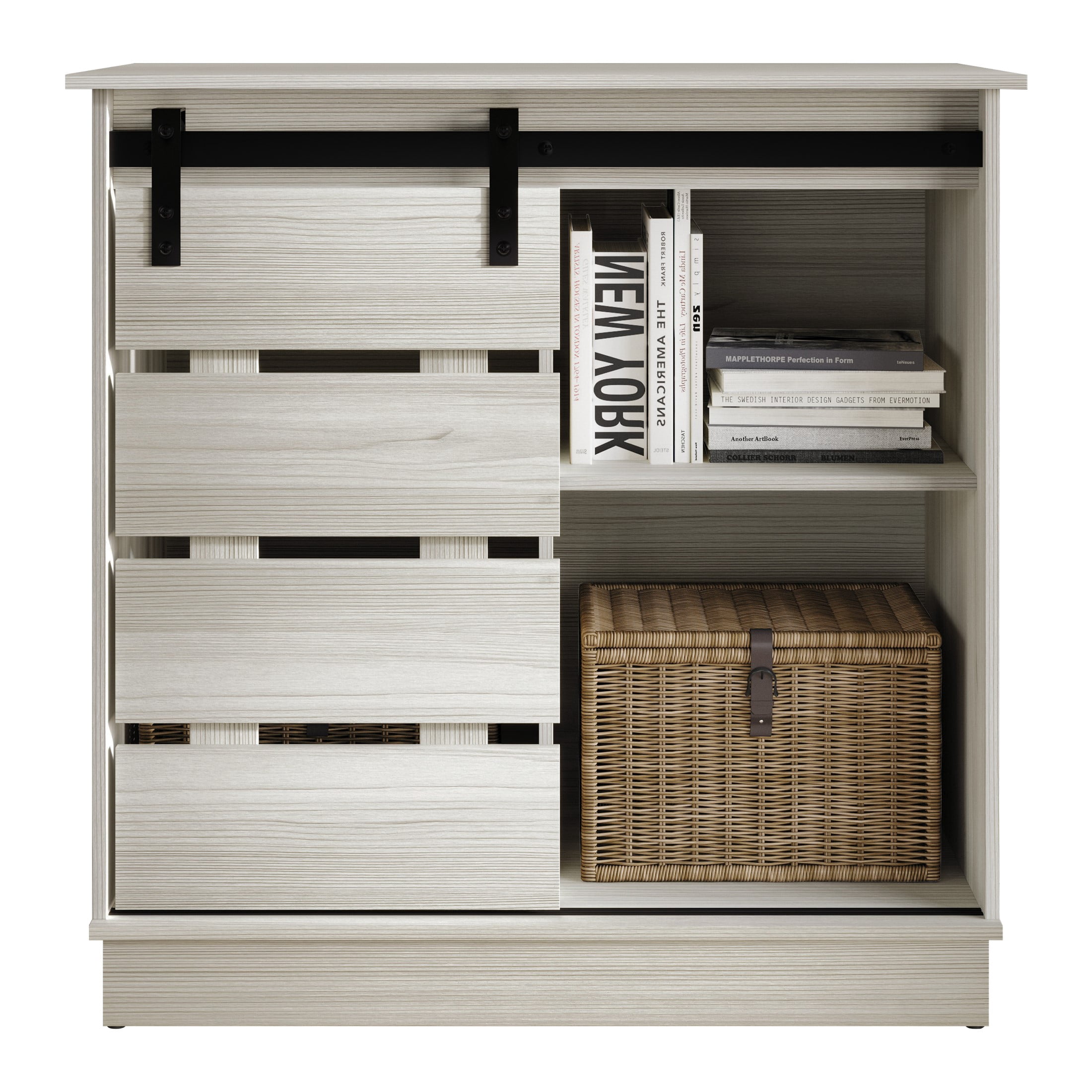 Castle Place Farmhouse Sideboard Buffet Cabinet, Light Grey