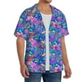 thumbnail image 4 of Naloa Colorful Mushrooms Men's Loose Fit Cuban Collar Short-Sleeve Shirt with Button-down and Chest Pocket for Everyday Wear Outings - X-Large, 4 of 7