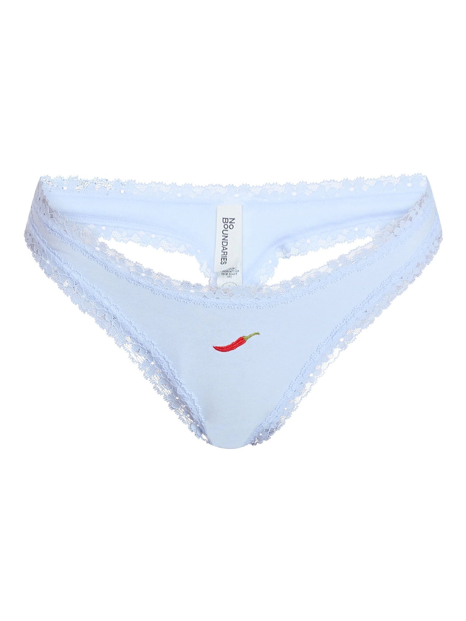 No Boundaries Cotton Blend Lace Thong Panties, Women's XS-XXXL