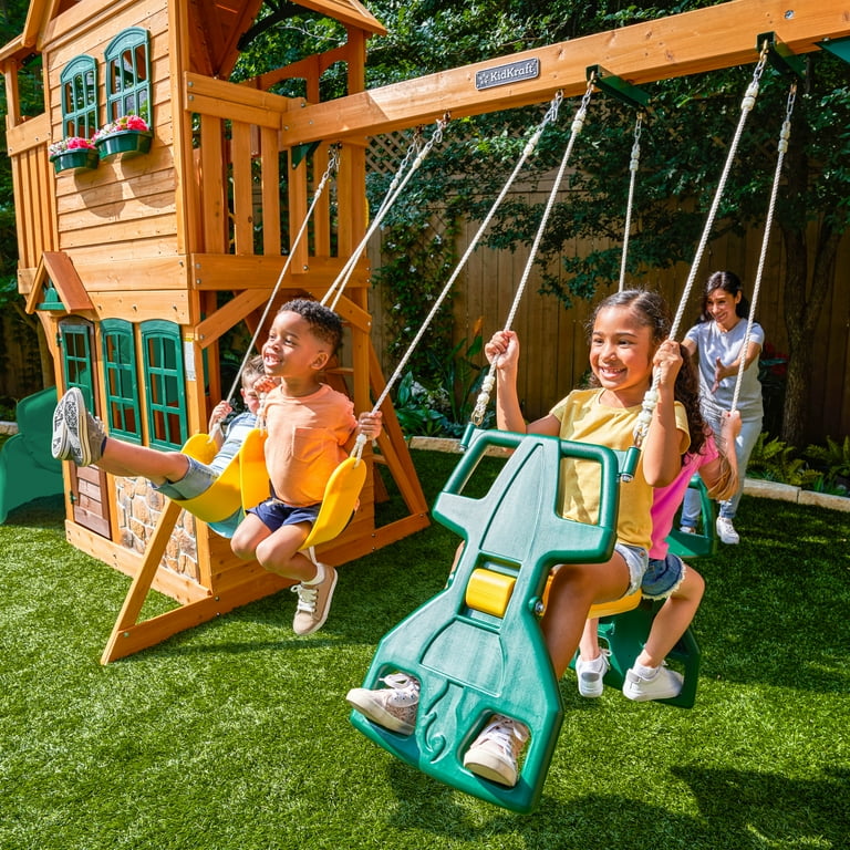 KidKraft Buffalo Crossing Wooden Outdoor Swing Set - Walmart.com