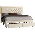 thumbnail image 4 of Merluxy Full Bed Frame with LED Lights&Storage Drawers,Velvet Upholstered,Cream, 4 of 9