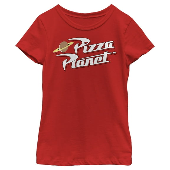 Girl's Toy Story Iconic Pizza Planet Logo Graphic Tee Red Large