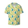 thumbnail image 2 of Lsque Blue Rabbit print Men's Cuban Collar Short Sleeve Shirt Summer Beachwear Casual Button Down Fashionable Vacation Leisure Shirt-XX-Large, 2 of 7