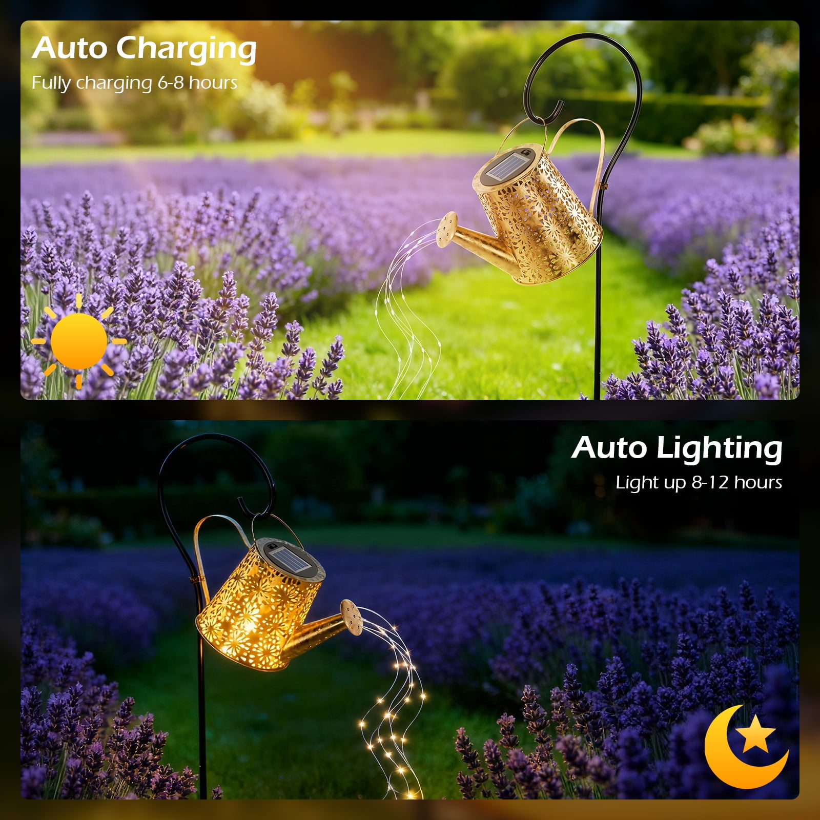 CATGOOD Outdoor Watering Can Solar Lights, Solar Lantern, Hanging Lights, Garden Decor for Yard, Flower Beds, Pathway, Warm White