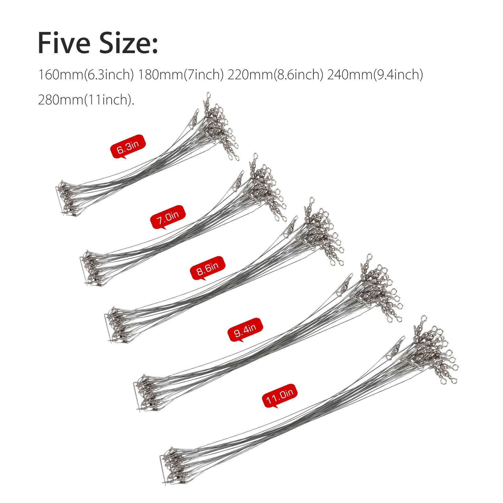100PCS Fishing Wire Trace Lure Leaders, TSV Stainless Steel High-Strength Fishing  Wire Rigs Fishing Beads Fishing Trace Lures Steel Wire Leader Fishing Line  Tackle - Walmart.com