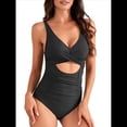 thumbnail image 1 of Trajes de Baño de una Pieza para Mujer, con Control de Abdomen, Corte Alto, Espalda Cruzada y Lazo. Negro XXL, 1 of 8