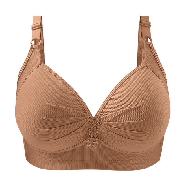 Gibobby Sujetadores deportivos para mujer, soporte cómodo, sin sujetadores con aros, Bralette de alambre cómodo, ropa interior para el día a día(Caqui,36)