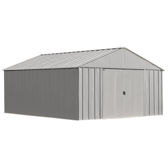Arrow Classic 12 x 14 x 8 ft Flute Grey Steel Storage Shed