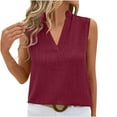 thumbnail image 6 of vdgthytj Summer Cotton Linen T-Shirt Tops for Women Trendy Sleeveless V Neck Solid Color Loose Comfy Breathable Tunic Blouses, 6 of 9