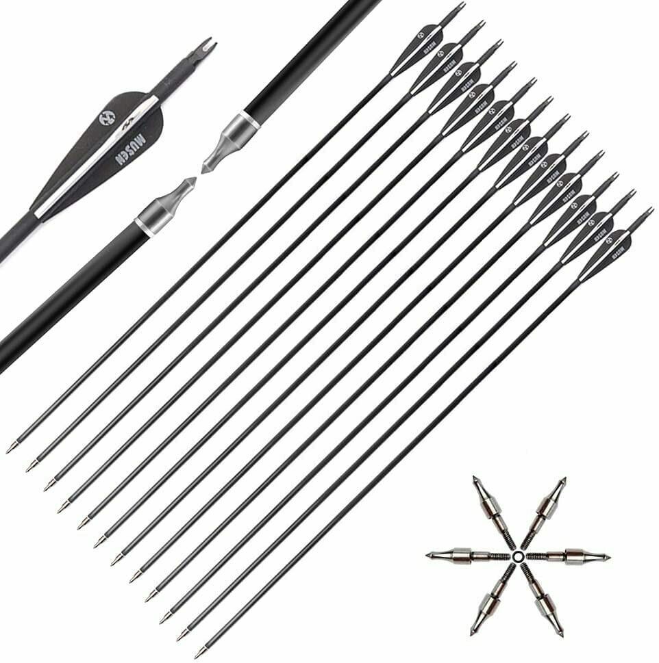 12pcs 30" Fiberglass Arrows Compound Bow Arrows Archery Target Practice