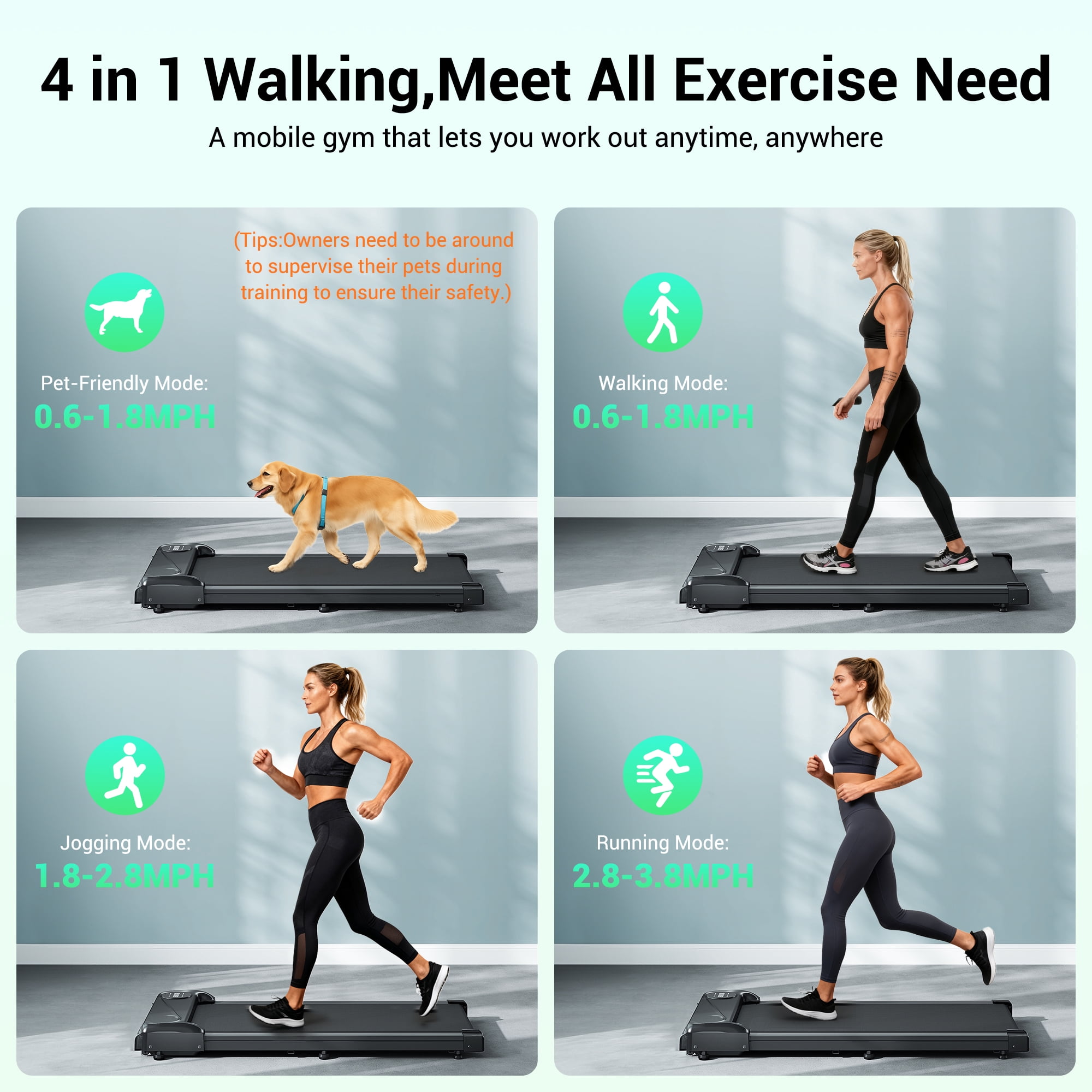 COFUNOK  3.0HP Walking Pad,Under Desk Treadmill,Portable Small Treadmill LED Display & Remote Control for Home/Office,Walking Jogging Machine,Weight Capacity 265 LBS