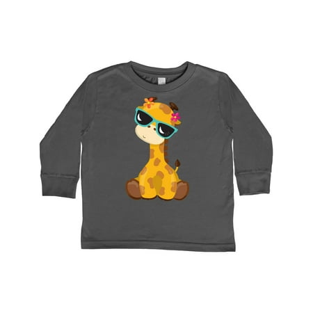 

Inktastic Giraffe With Blue Sunglasses Cute Giraffe Gift Toddler Boy or Toddler Girl Long Sleeve T-Shirt