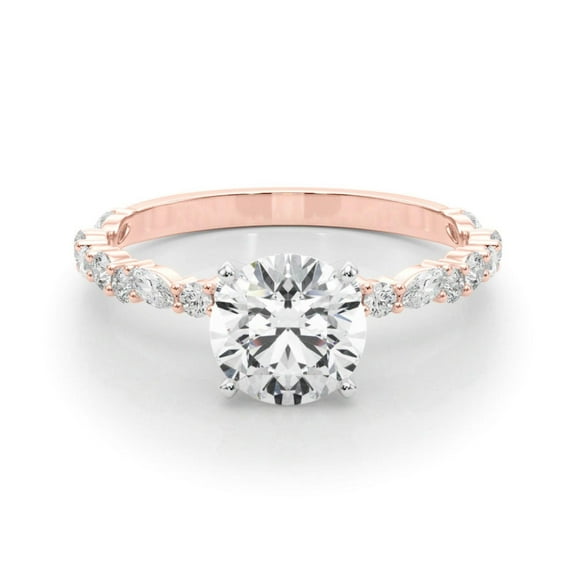 Round Brilliant Cut Solitaire With Accents Engagement Ring 925 Silver